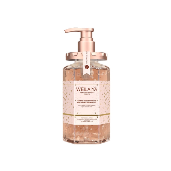 Sữa Tắm Trắng Da Weilaiya DaMask Grand Rose Extracts Whitening Shower Gel Từ Tủy Mật Hoa Hồng 450ml