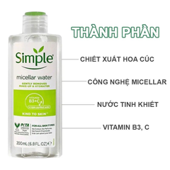 Nước Tẩy Trang Simple Kind To Skin Micellar Cleansing Water - 200ml