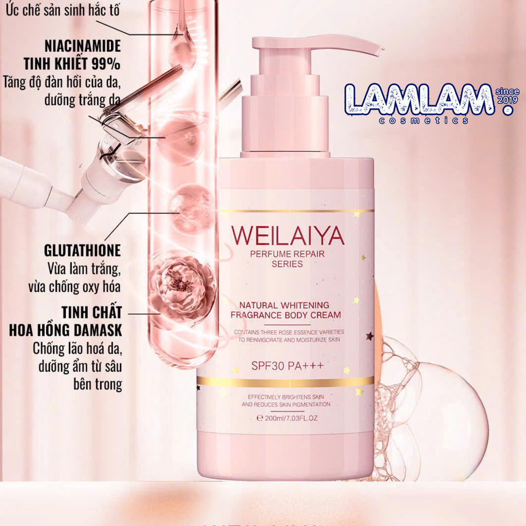 Kem Dưỡng Trắng Nâng Tông Da Weilaiya Natural Whitening Fragrance Body Cream