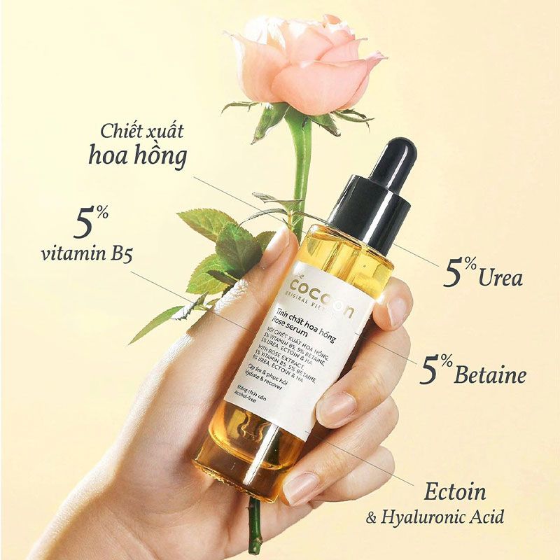 Serum Cocoon Cấp Nước & Cấp Ẩm Sâu Từ Hoa Hồng 30ml + serum nghệ mini