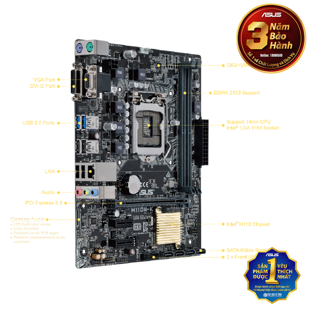 Main Asus Prime H110M-K (Chipset Intel H110/ Socket 1151, 2 khe Ram DD