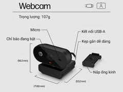 Webcam HP 320 Full HD 1080p Màu Đen - 53X26AA