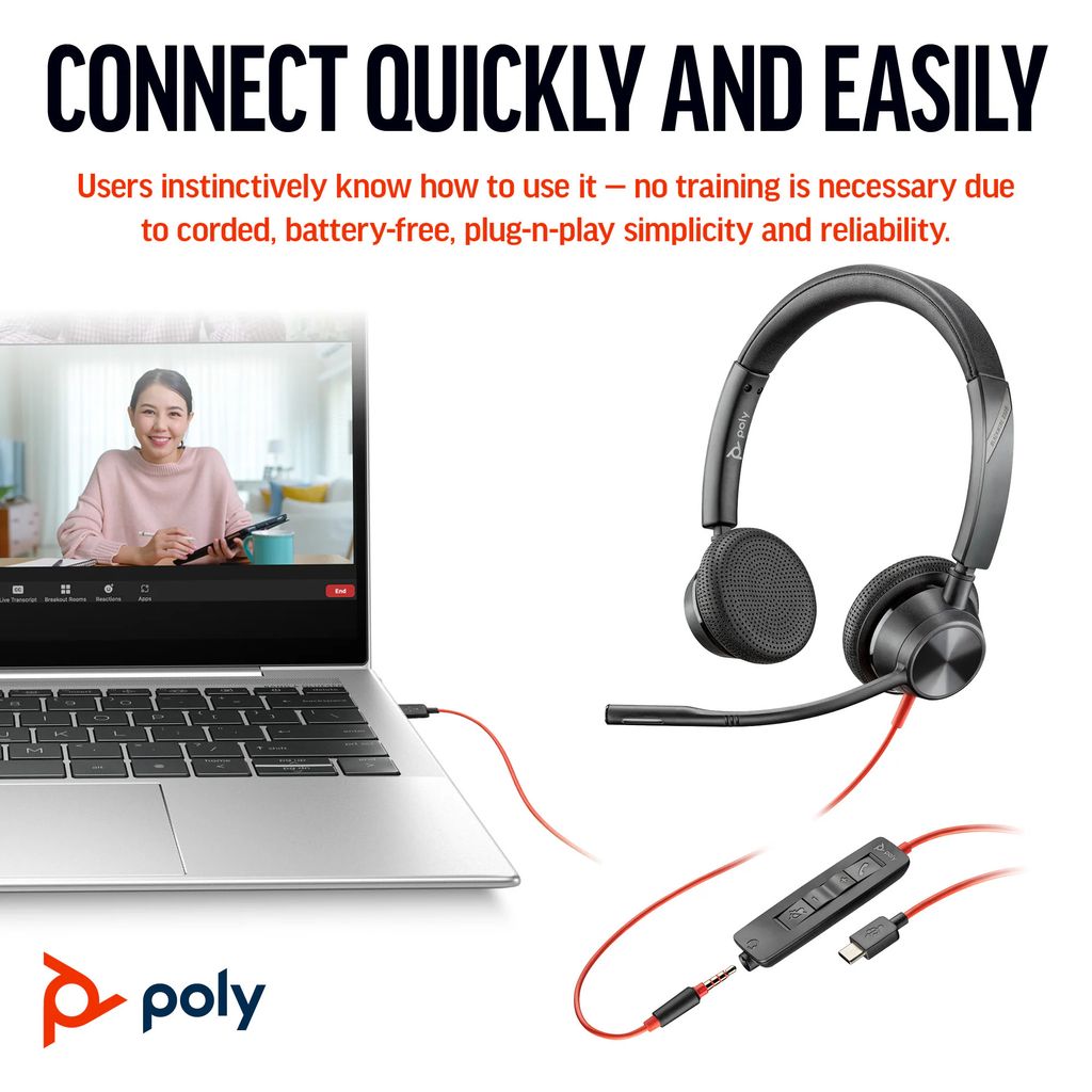 Tai nghe có dây Poly BW 3220 Stereo USB-C HS +USB-C/A 8X228AA