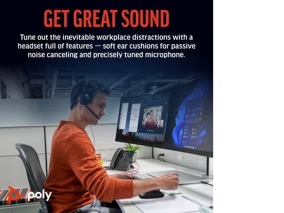 Tai nghe có dây Poly BW 5220 USB-C HS +3.5mmP +USB-C/A 8X231AA
