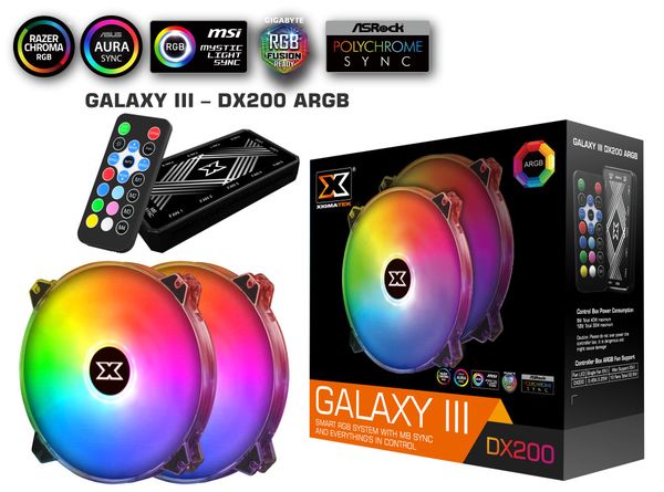 Fan Case Xigmatek Galaxy III DX200 ARGB (EN46089) 2 FAN 20cm