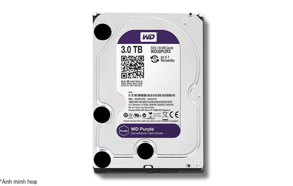 Ổ cứng HDD Camera 3TB WD Digital 3.5 inch Sata3 tím (WD30PURX) - Chính Hãng