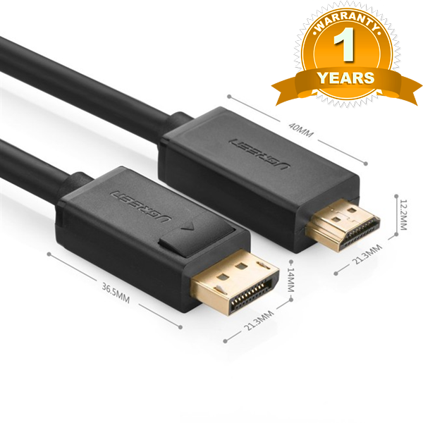 Cáp Displayport 1.2 to HDMI 4Kx2K cao cấp Ugreen 10238 Chính hãng