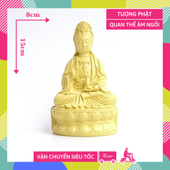 Tượng Phật Bà Quan Thế Âm Bồ Tát ngồi vàng đất - Cao 15cm