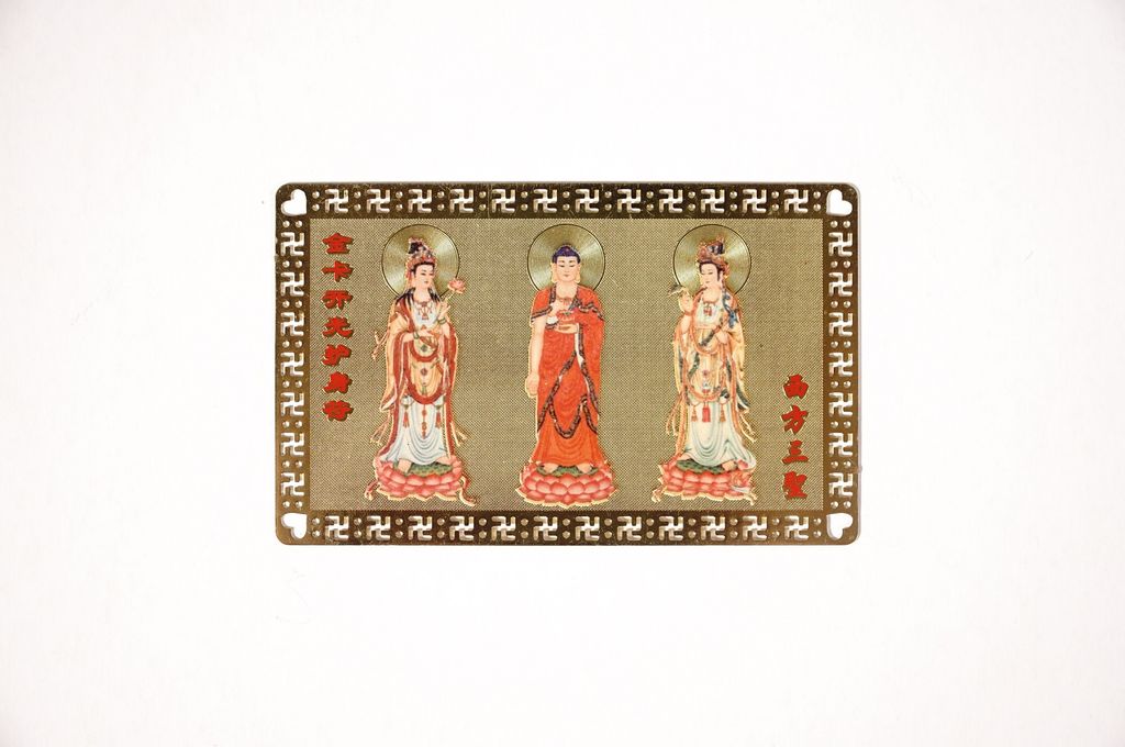 Kinh chú vàng Tam Thế Phật bỏ ví, bàn thờ, bàn làm việc cầu bình an sức khỏe - 8x5cm