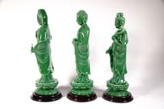 Bộ 3 tượng Phật Tây Phương Tam Thánh Tam Thế Phật cẩm thạch - Cao 25cm