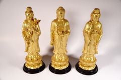 Bộ 3 tượng Phật Tây Phương Tam Thánh Tam Thế Phật nhũ vàng - Cao 25cm