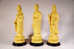 Bộ 3 tượng Phật Tây Phương Tam Thánh Tam Thế Phật vàng đất - Cao 25cm