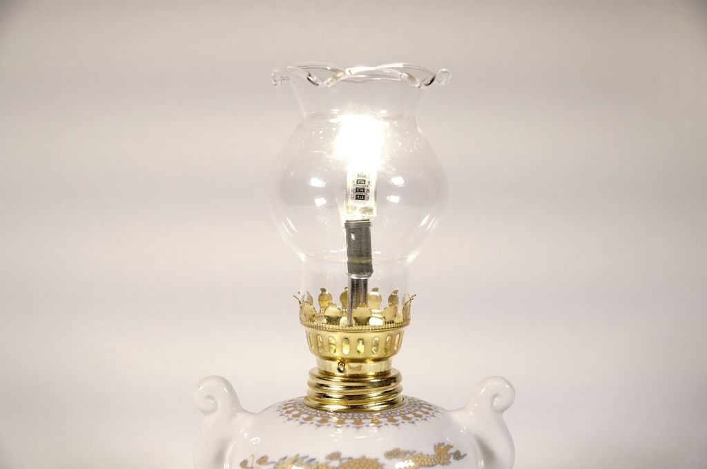 Đèn thờ điện led cúng truyền thống bầu tròn vàng cung đình 16cm sáng rực rỡ - Có dây + bóng sẵn