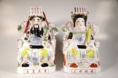 Bộ tượng Ngọc Hoàng và Thiên Hậu Nương Nương gốm sứ ngồi vẽ màu cao cấp - Cao 30cm
