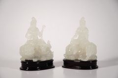 Bộ 2 tượng Phật Phổ Hiền và Văn Thù bồ tát ngồi dạ quang phát sáng - Cao 10cm