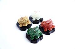 Bộ Tứ Quý 4 tượng Cóc Thiềm Thừ Xanh Đỏ Vàng Trắng bốn mùa tài lộc - Vừa 8x7cm Nặng 1kg