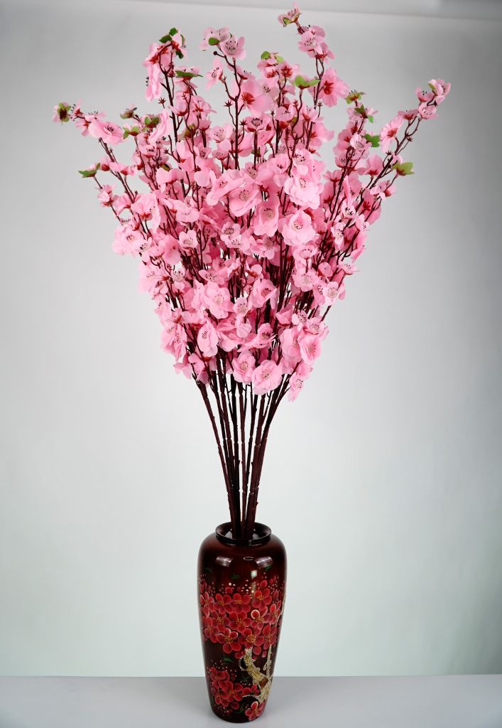 Hoa Đào giả trang trí Tết cực đẹp loại sịn cứng cáp cành nhiều hoa - Dài 95cm