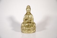 Tượng Phật Quan Thế Âm Bồ Tát ngồi đài sen mạ đồng - Cao 15cm