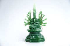Tượng Phật Chuẩn Đề Thiên Thủ Thiên Nhãn cẩm thạch xanh - Cao 16cm