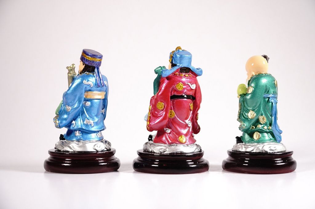 Bộ tượng Tam Đa Phúc Lộc Thọ cầu tài lộc vẽ màu - Cao 8cm
