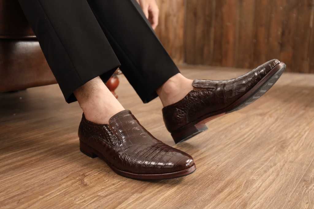 Giày Tây Không Buộc Dây Cao Cấp [Da Bụng Cá Sấu Đẹp Tuyệt Đối] GT10N
