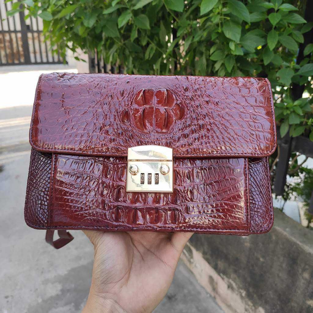 Cặp nam KHÓA SỐ BẢO MẬT da cá sấu nguyên tấm cao cấp!