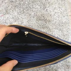 Clutch nam dạng dẹp da cá sấu xanh navy đẹp độc!