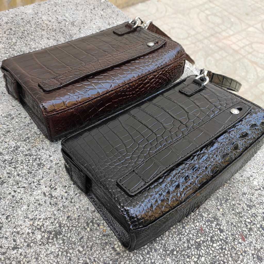 Clutch cầm tay da bụng cá sấu đẹp tinh tế (CÓ KHÓA SỐ BẢO MẬT)