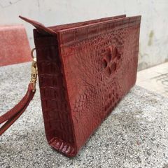 Clutch cầm tay cho nam [DA CÁ SẤU NÂU ĐỎ SANG CHẢNH]
