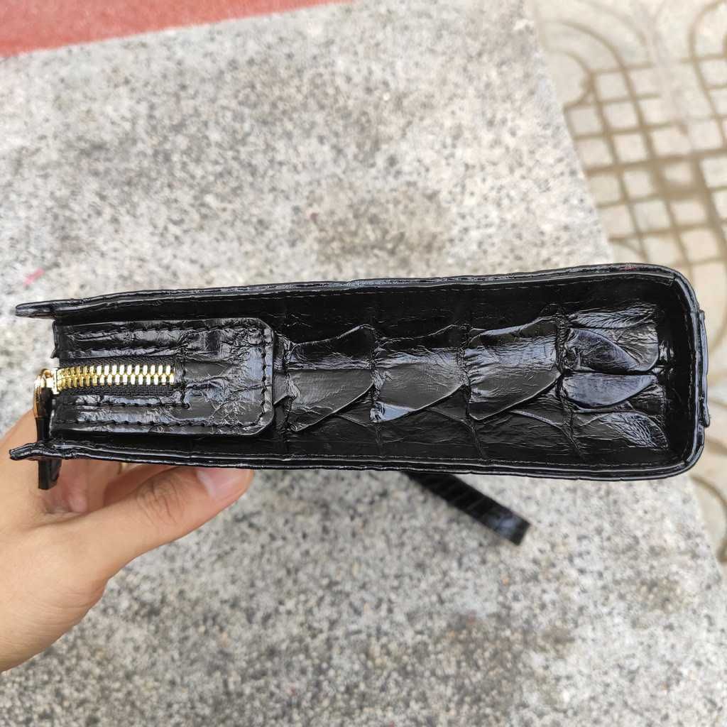 Clutch cầm tay da cá sấu [DA ĐUÔI CÁ SẤU MÀU ĐEN ĐẸP LỊCH LÃM]