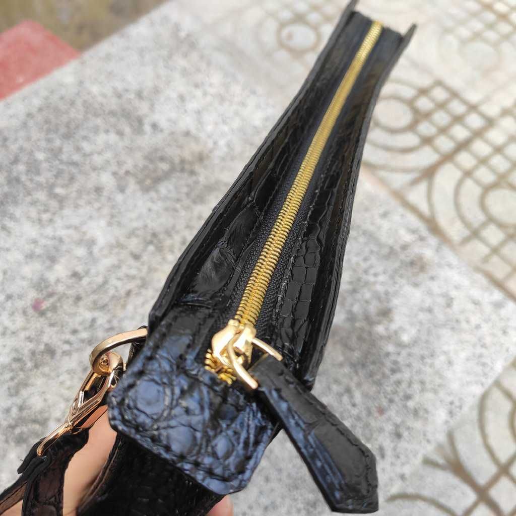 Clutch cầm tay da cá sấu [DA ĐUÔI CÁ SẤU MÀU ĐEN ĐẸP LỊCH LÃM]