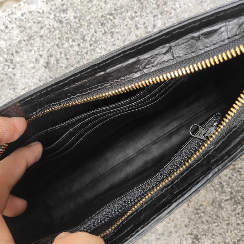 Clutch cầm tay da cá sấu [DA ĐUÔI CÁ SẤU MÀU ĐEN ĐẸP LỊCH LÃM]