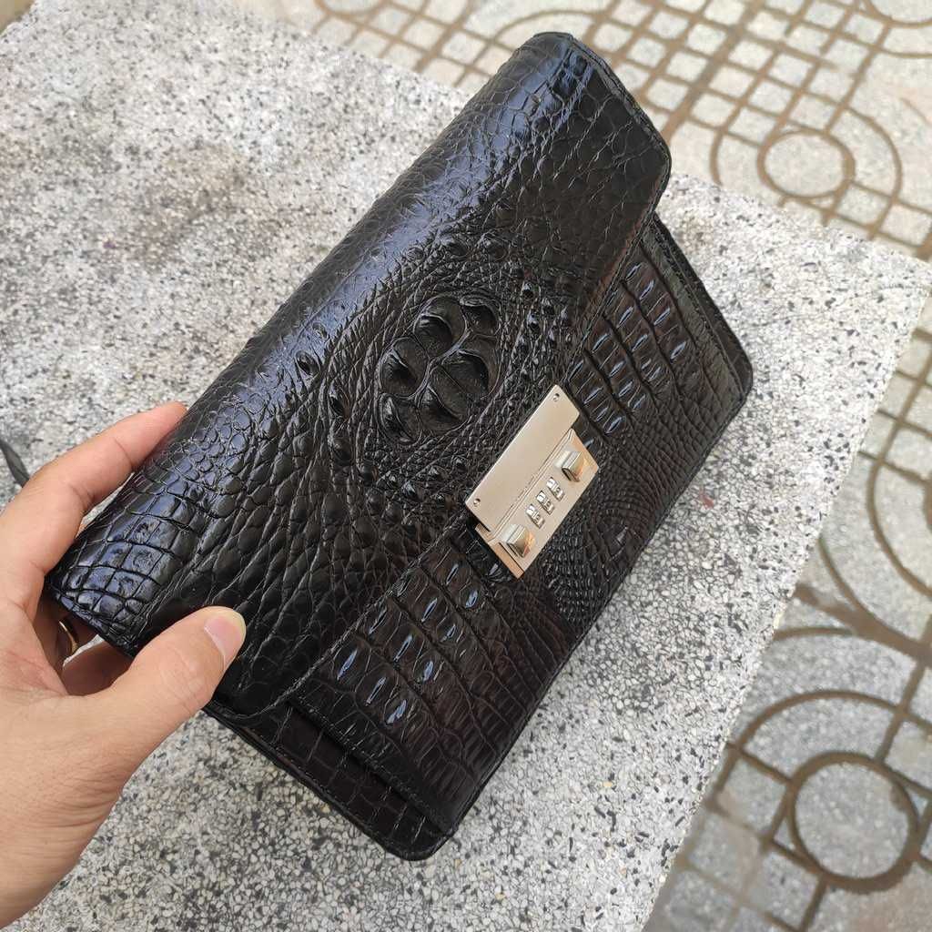 Clutch nam cầm tay da cá sấu [PHIÊN BẢN KHÓA SỐ CAO CẤP]