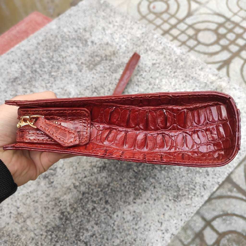 Clutch cầm tay cho nam [DA CÁ SẤU NÂU ĐỎ SANG CHẢNH]
