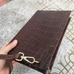 Clutch nam cầm tay [DA BỤNG CÁ SẤU PHIÊN BẢN MÀU NÂU LỊCH LÃM]