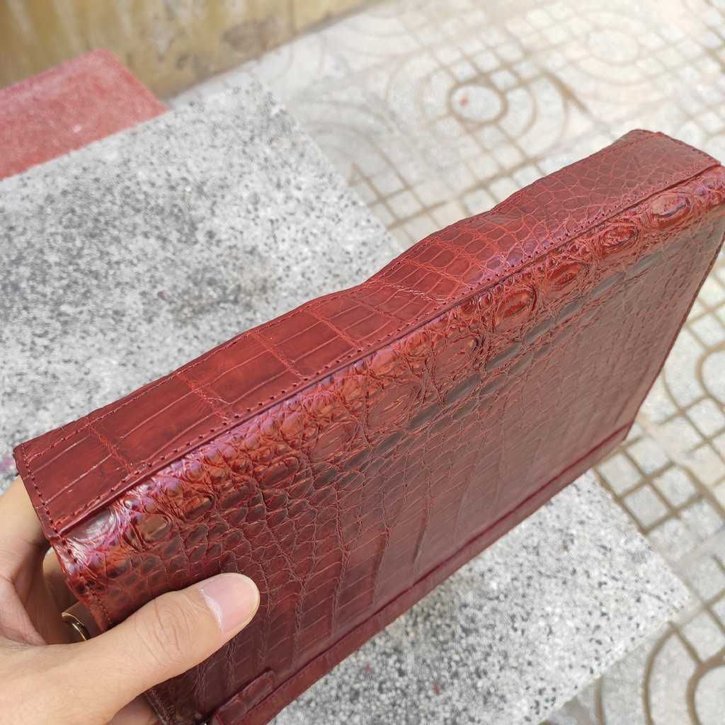 Ví Clutch da cá sấu nâu đỏ cho nam [DA BỤNG CÁ SẤU RẤT MỀM VÀ BỀN]