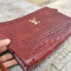 Ví Clutch da cá sấu nâu đỏ cho nam [DA BỤNG CÁ SẤU RẤT MỀM VÀ BỀN]