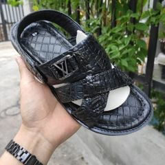 Dép sandal [DA CÁ SẤU HÀNG HIỆU] đế cao su tự nhiên siêu bền!