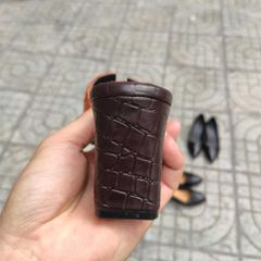 Dép cao gót Nữ. Da cá sấu trơn màu cam đẹp quyến rũ!