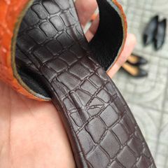 Dép cao gót Nữ. Da cá sấu trơn màu cam đẹp quyến rũ!