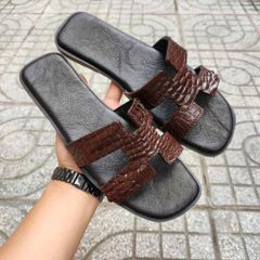 Dép nữ CHỮ H da cá sấu trơn nhẹ nhàng nữ tính!