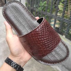 Dép ngang da bụng cá sấu đế da! [MẪU MỚI RẤT CHẮC CHÂN]