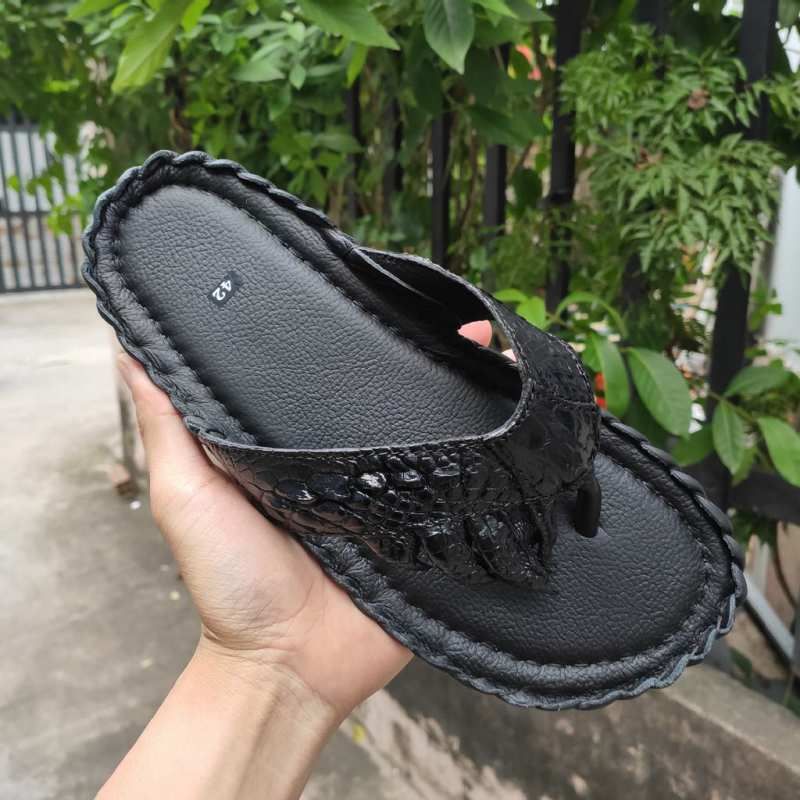 [ĐẸP - PHONG CÁCH..] Dép kẹp nam da cá sấu có móng!