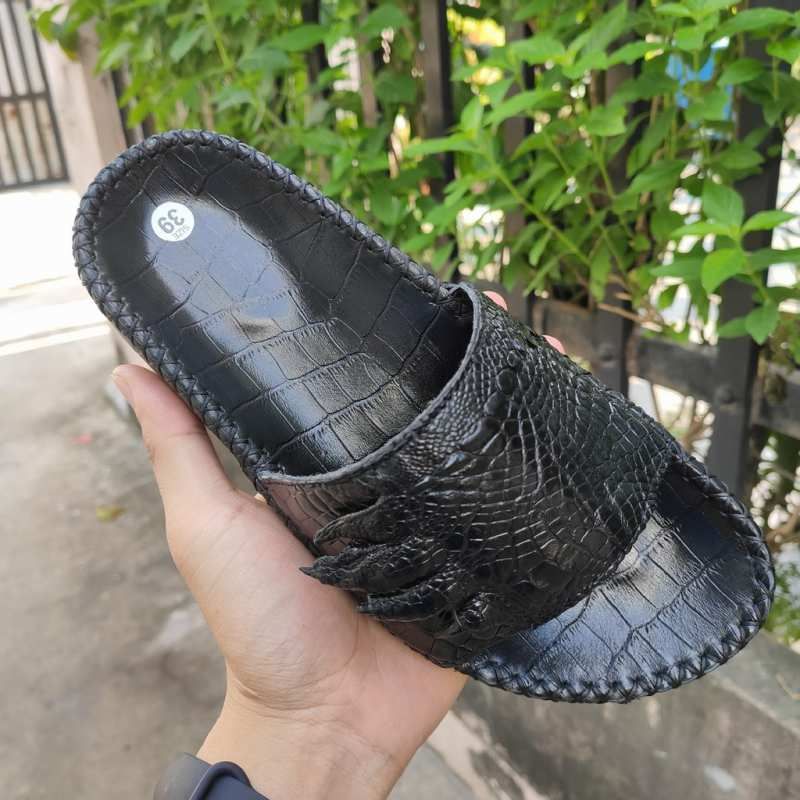 Dép ngang da tay cá sấu có móng siêu đẹp! [DÉP ĐẾ CAO 3CM]