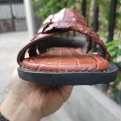 Dép sandal đế sao su Bác Hồ siêu bền [DA CÁ SẤU NÂU ĐỎ BAO SANG]