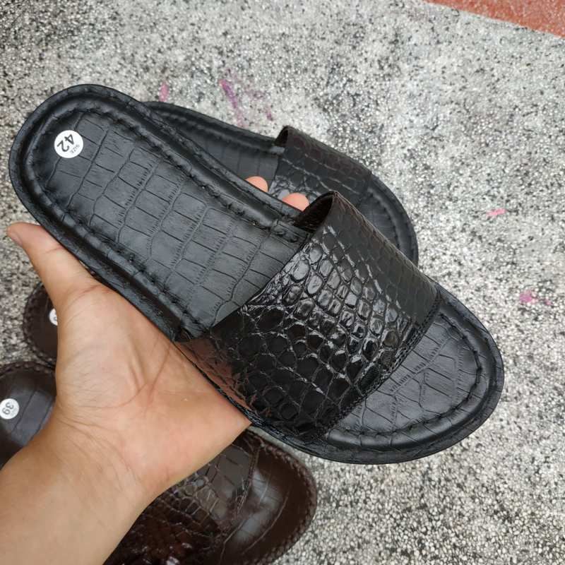 Dép ngang da bụng cá sấu rất đẹp! [MẪU MỚI RẤT ÊM CHÂN]