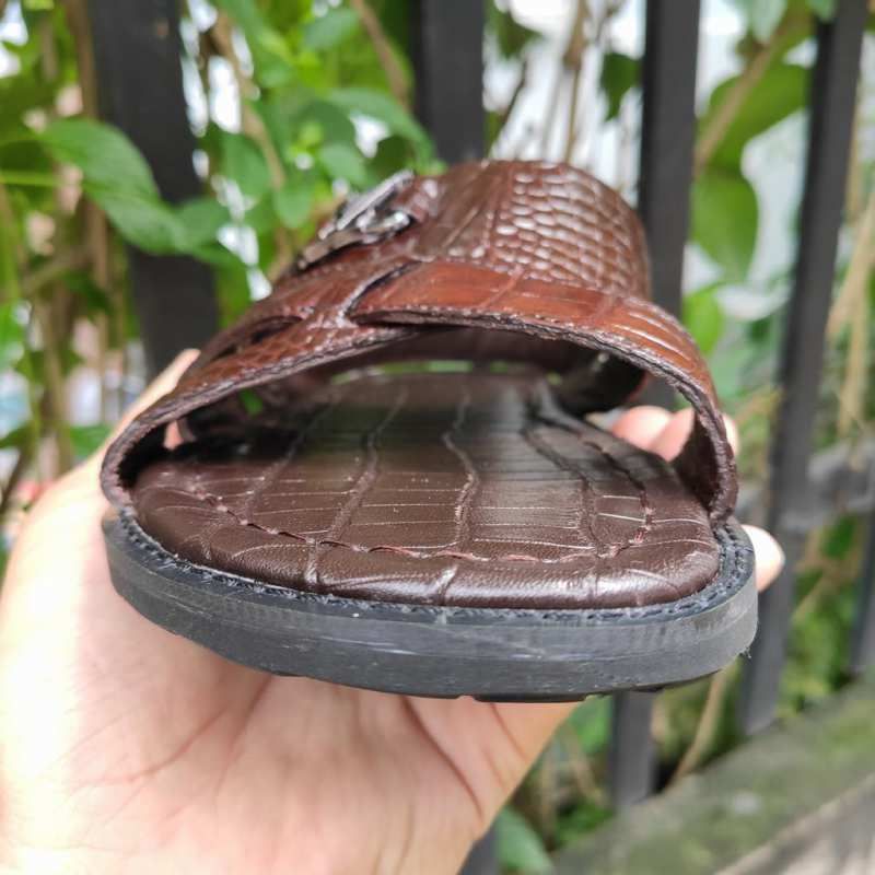 Dép sandal da cá sấu trơn Hàng Hiệu [ĐẾ CAO SU TỰ NHIÊN SIÊU BỀN]