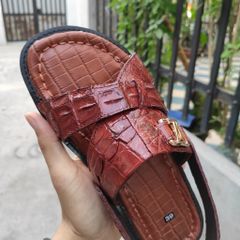 Dép sandal đế sao su Bác Hồ siêu bền [DA CÁ SẤU NÂU ĐỎ BAO SANG]
