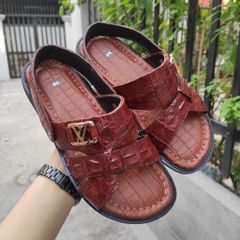 Dép sandal đế sao su Bác Hồ siêu bền [DA CÁ SẤU NÂU ĐỎ BAO SANG]