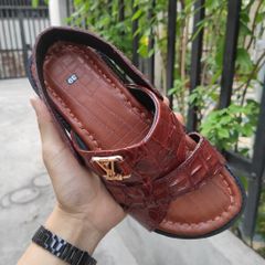 Dép sandal đế sao su Bác Hồ siêu bền [DA CÁ SẤU NÂU ĐỎ BAO SANG]